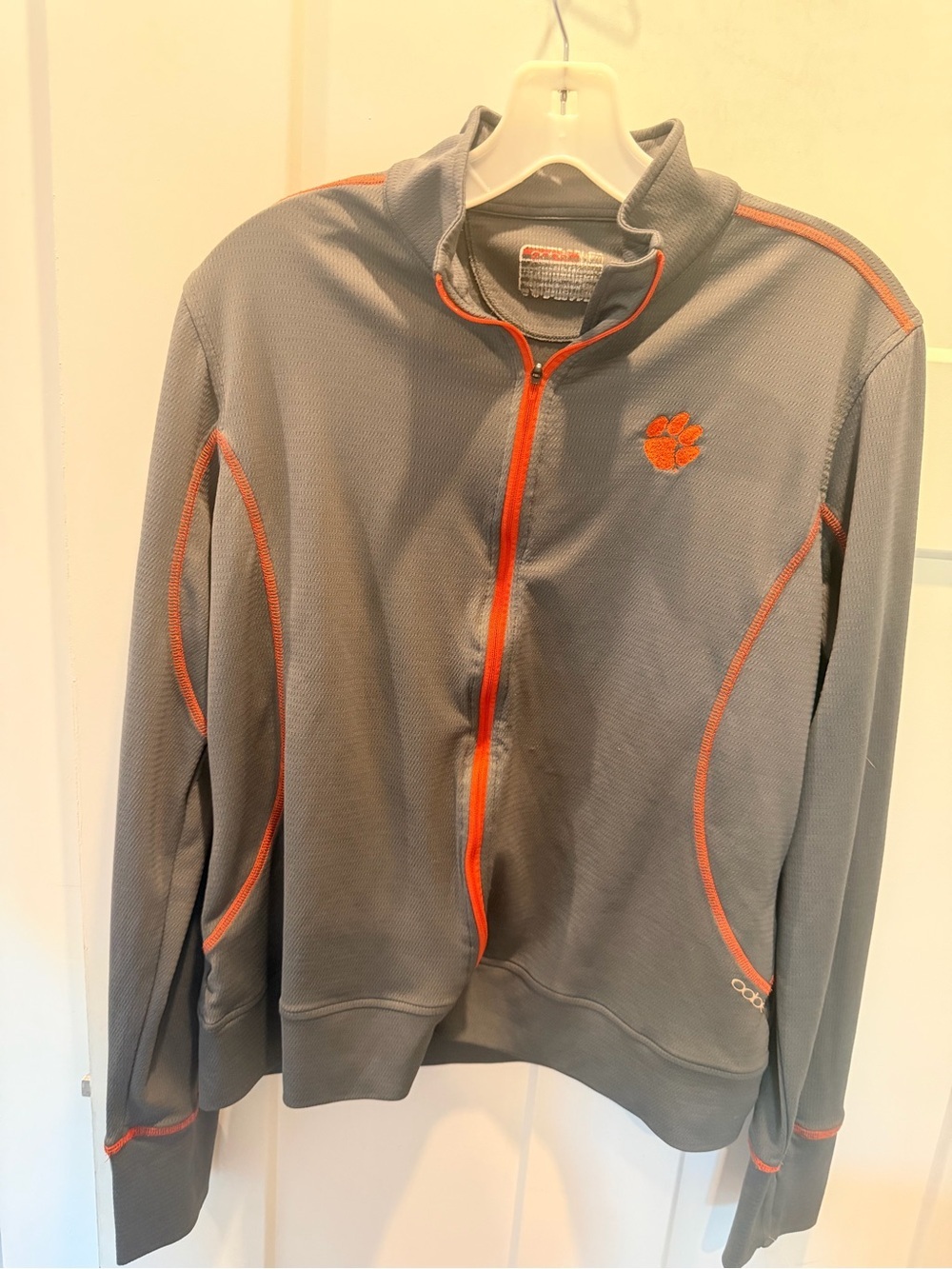 Oobé Clemson Tigers Performance Jacket Medium Gray Orange Full Zip Athletic Top